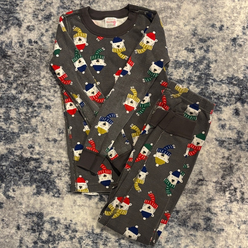 Hanna Andersson Kids Bear Pajama Set - Gray with Multicolor Bears